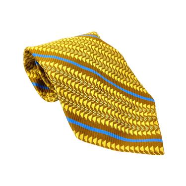 Vintage Mens Retro Neck Tie Midcentury Modern Gold Brown &amp; Blue, Wide Tie Extra Long Tie, Vintage Necktie Mens Vintage 
