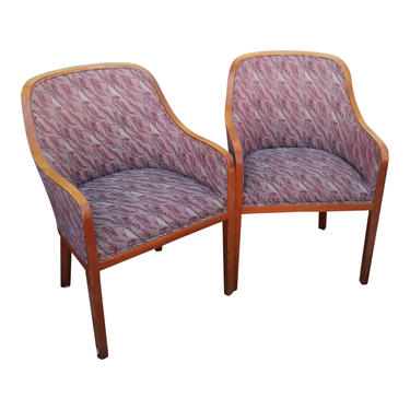 Mid Century Modern Ward Bennett for Brickel Upholstered Arm Chairs Eames Era 