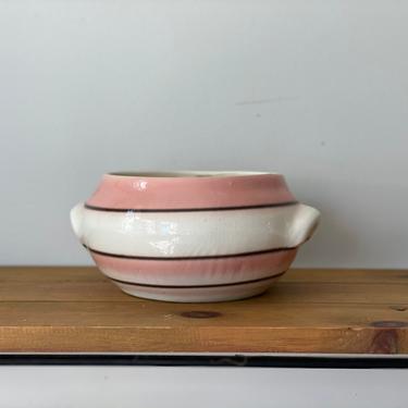 Vintage Pink and White Striped Planter Pot 