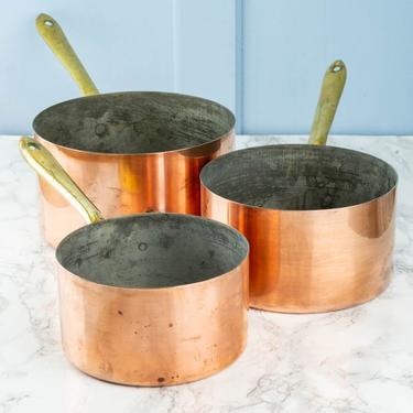 Vintage Italian Copper Graduated Pots - Set of 3