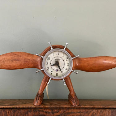 Rare 1940s Howard Propeller Clock, Nicely Working, Spin to Start Model 
