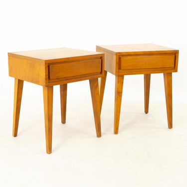 Russel Wright for Conant Ball Mid Century Blonde Nightstands - Pair 