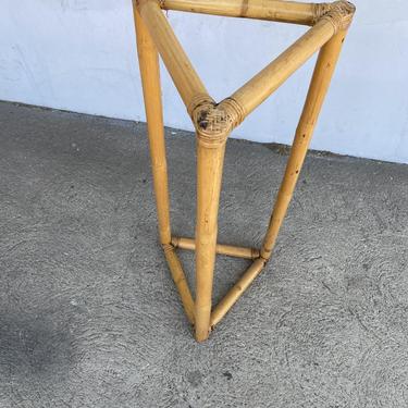 Restored 36&amp;quot; Tall Rattan Single-Strand Triforce Plant Stand 