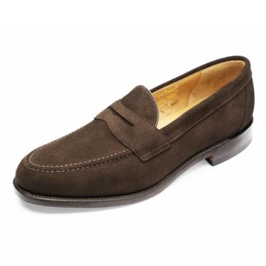 LOAKE SHOEMAKERS DARK BROWN SUEDE IMPERIAL LOAFERS