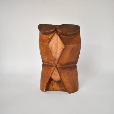 Tiki Wood Totem Statue | Carved Wood Face | Boho Eclectic | Shelf Decor | 60s 70s Porch Decor | Office Decor | Ethnic Art | Vintage Tiki 