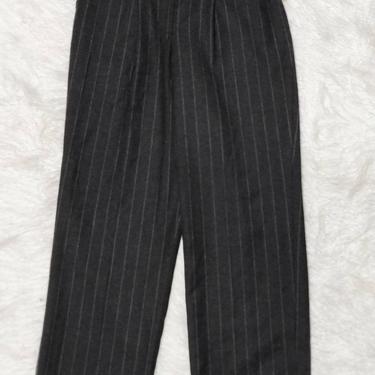 Vintage NWT Ralph Lauren Wool Trousers // Pinstripe Grey Pants with Pockets 