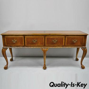 Baker 4 Drawer Ball and Claw Chippendale Mahogany Banded Sideboard Buffet Server