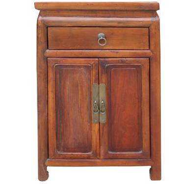 Chinese Ming Style Republic China Brown Simple End Table Nightstand cs4924S