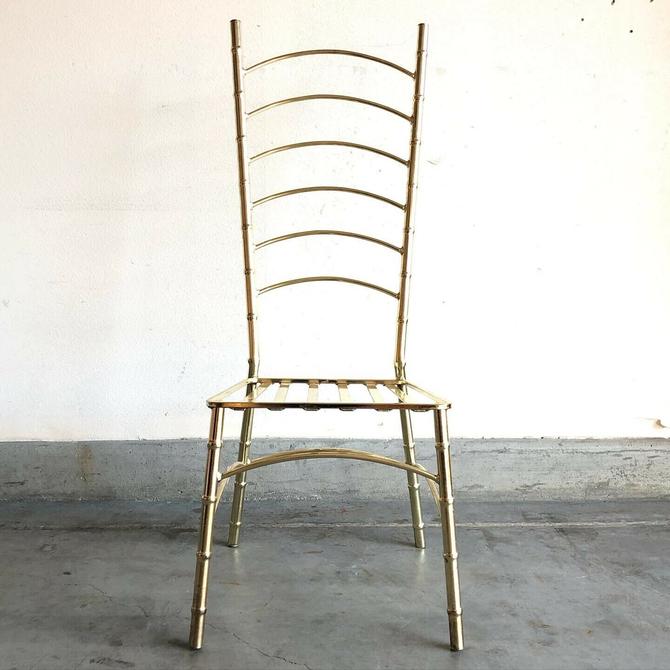 Vintage Hollywood Regency Chiavari Brass Ladder back Chair Mid Century