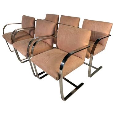 6 Mies van der Rohe Cantilever Brno Dining Chairs, circa 1970