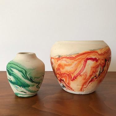 Pair of Vintage Nemadji Pottery Vases 