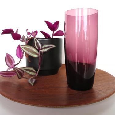 Vintage Scandinavian Purple Glass, Hand Blown Modernist Amethyst Vase 