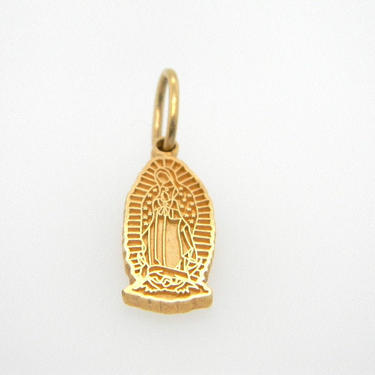 Vintage 14k Yellow Gold Our Lady of Guadalupe Pendant Charm Necklace Etched 3.1g 