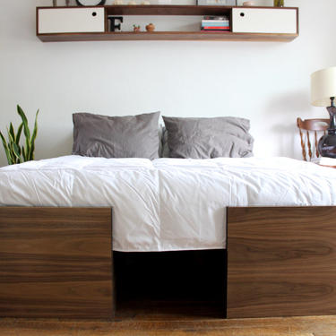 Modern Walnut Bed, Queen by ImagoFurniture