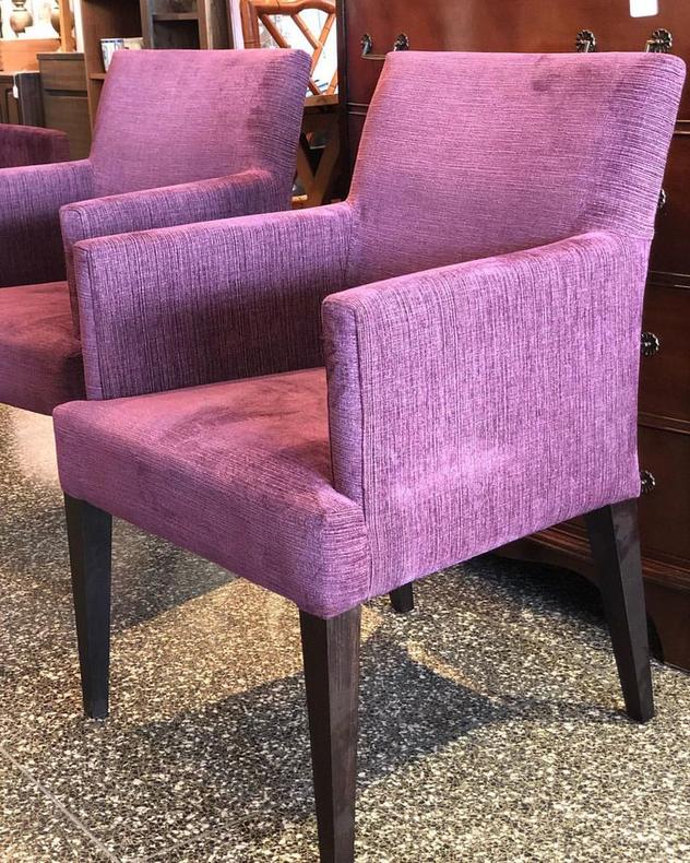4 purple upholstered dining chairs $195/each