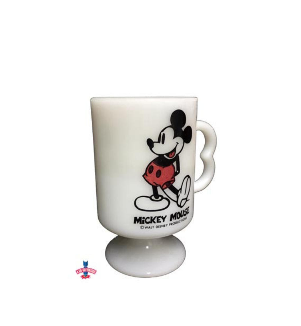 Mickey Mouse Coffee Cup, White Milk Glass Mug, Vintage Mickey Mouse, Walt Disney Coffee Mug