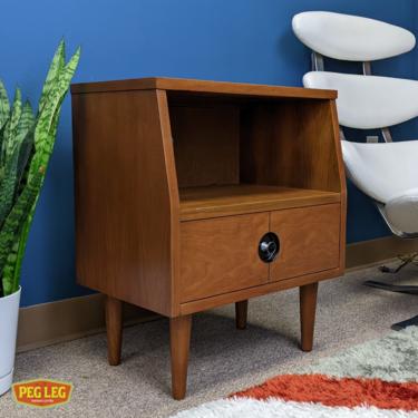 Mid-Century Modern walnut nightstand from the Finnline collection by Stanley Furniture