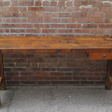 Antique French Work Bench with Vice and Drawer SOLD