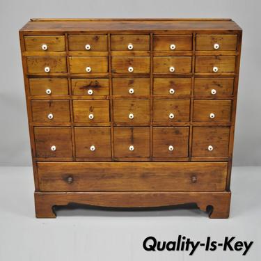 19th Century American 26 Drawer Dovetailed Pine Wood Apothecary Cabinet Chest