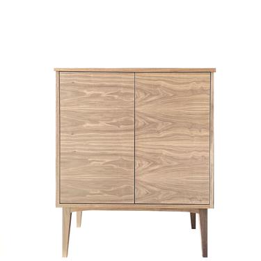 New Hand-Crafted Walnut Bar Cabinet with storage options and custom finishes available by MarthaLeoneDesign