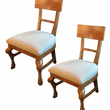 Wood and Hoof Side Chairs, Pair