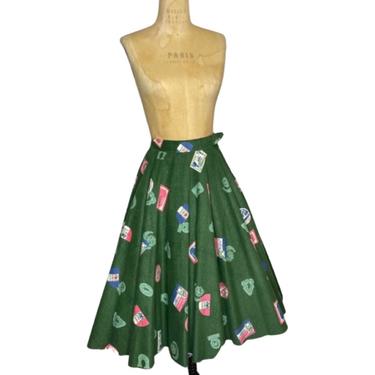 1950s travel novelty print circle skirt 