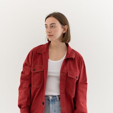 Vintage Red Cranberry Two Pocket Work Jacket | Unisex | Contrast Stitch | Made in Italy | IT070 | M 