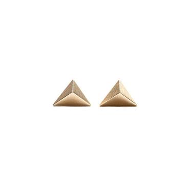 Triangle Faceted Studs - Gold