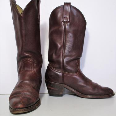 Vintage 90s Frye Cowboy Boots, 8D Men, Brown Leather Boots 