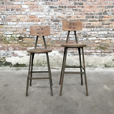 Pair of Vintage Pollard Shop Stools Chicago, Il Industrial Seating 