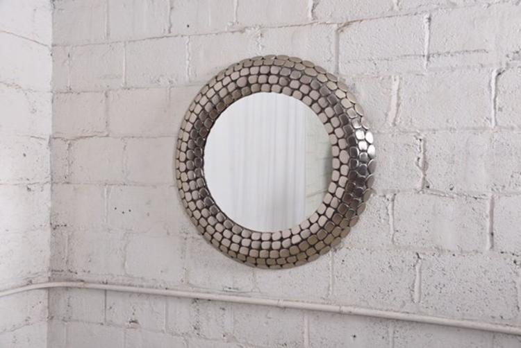 Round Chrome Mosaic Mirror