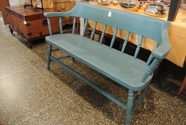 SOLD - blue painted bench $195