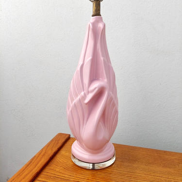 Pink Swan Ceramic Lamps - Pair