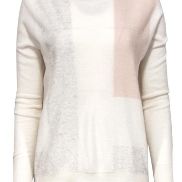 Vince - Cream, Grey &amp; Pink Color Blocked Cashmere Sweater Sz XS
