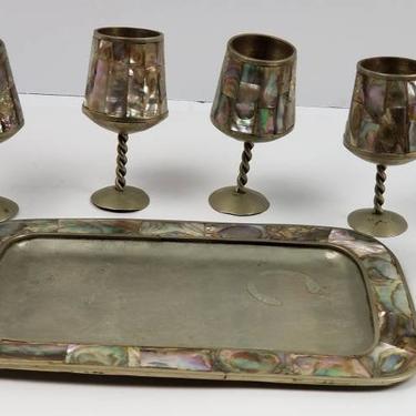 Beautiful Mexican Alpaca Silver and Abalone 7 piece set 