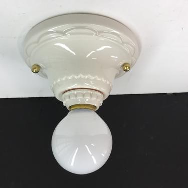 5308 White Porcelain Bathroom Kitchen Ceiling Bulb Fixture Rewired Restored 