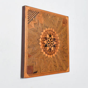 Optical Illusion Art Modern Geometric Wood Panel 1960s Mid Century Op Art 