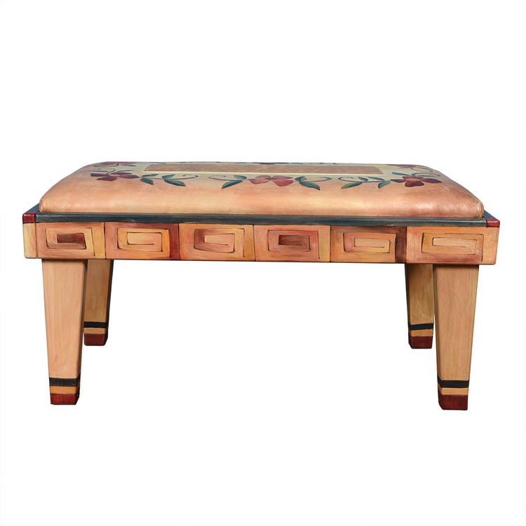 Vintage Post-Modern Solid Cherry &#8216;Object Furniture&#8217; Upholstered Bench