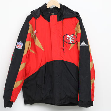 vintage SAN Francisco 49ers BOMBER nfl puffy hoodie parka jacket coat -- Men's Size XL starter style 