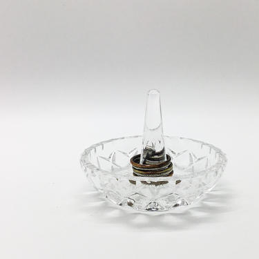 Small Glass Ring Dish | Jewelry Organizer | Vintage Vanity Decor | Ring Holder | Glass Ring Tree | Jewelry Stand | Glass Trinket Dish 