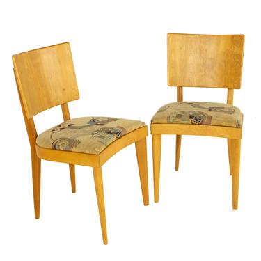 Heywood Wakefield Mid Century Wheat Solid Wood Dining Chairs - A Pair - mcm 