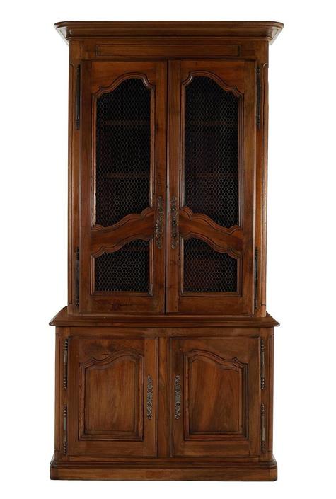 Antique French Provincial Walnut Cabinet on Cabinet