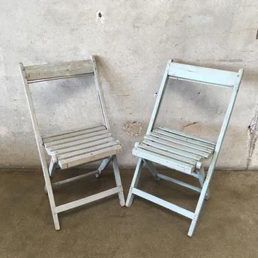 Pair of Vintage Wood Folding Bistro Chairs