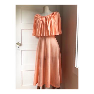 1970s Peachy Disco Dream Dress- size small 