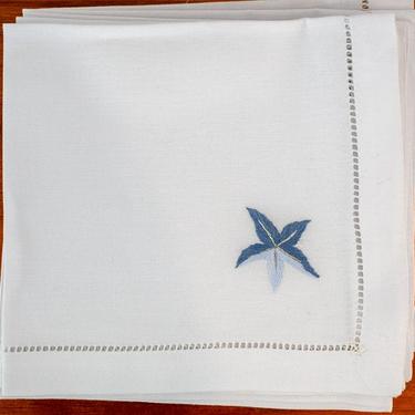 Set of 6 Vintage Embroidered Starfish Napkins 