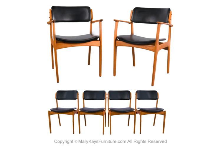 Set of 6 Mid Century Erik Buch Model 49 Teak Dining Chairs 