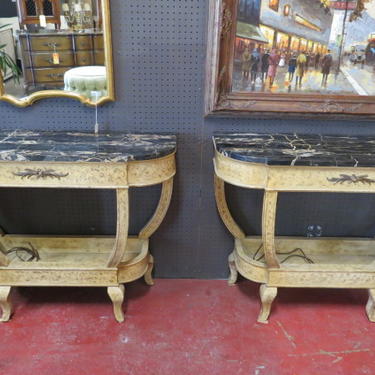 Antique French style marble top console tables