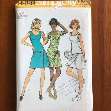1970s MOD mini pant dress skort sewing pattern DIY vintage Simplicity uncut 10 S 