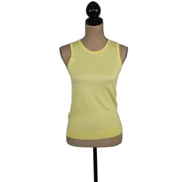 Yellow Tank Top Women XS, High Neck Knit Sleeveless Sweater Vest, Cashmere Rayon Blend, 2000s Clothes Y2K Clothing from Ann Taylor 