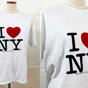 Vintage I Love NY White T-Shirt 90s 1990s Summer Short Sleeve NYC Hipster Souvenir Heart City Unisex Extra Large XL Fruit of the Loom Best 